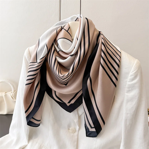 90*90cm Summer Thin Cotton <b>Square</b> Scarf Women Silk Scarves Bandanas Luxury Beach Shawl Wraps Floral Printed <b>Hijab</b> Neckerchief - Product Image 1