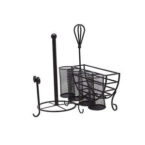 Metal Wire and Net <b>Caddy</b> Kitchen Utensil Black <b>Caddy</b> Holder for Tableware - Product Image 1
