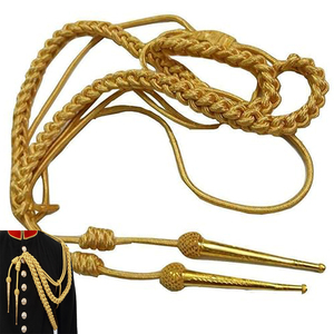 Silver <b>Braided</b> Metallic Silver Black Uniform Aiguillette Silver Wire <b>Cord</b> British Aiguillette - Product Image 3