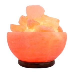 Lampe de sel de l'Himalaya en matériau organique, thème floral, sculptée à l'effet naturel, bol rond, décoration d'intérieur - Product Image 2