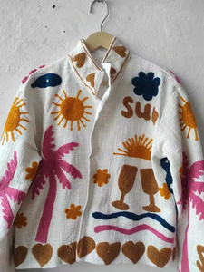 Chaqueta Bomber Suzani Estampada Artesanal, Venta al Por Mayor, Estilo Bohemio, Algodón, Corte Regular, Unisex, Transpirable, para Todas las Temporadas - Product Image 4