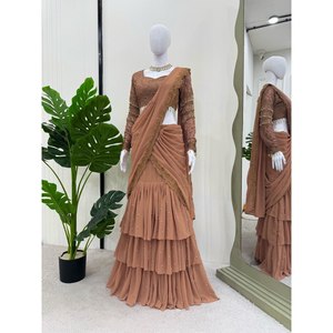 Hermoso Lehenga Saree Listo para Usar para Fiestas y Vestidos de Noche - Product Image 3