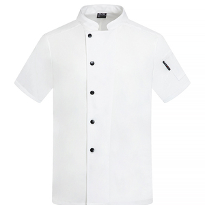 Unisex White Blue <b>Black</b> Cotton Chef Uniforms Short-Sleeved Top Chef Attire Restaurant & Bar Kitchen Work Wholesale Food <b>Aprons</b> - Product Image 1
