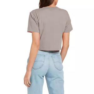 Vêtements de fitness ajustés pour femmes, à manches courtes, couleur unie, personnalisables, pour le travail et les activités intenses, col rond, en microfibre - Product Image 2