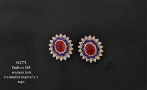 Boucles d'oreilles élégantes en zircon cubique, plaquées laiton, forme de fleur, double pierre, bijoux pour femme, pour anniversaire ou soirée - Product Image 6