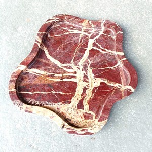 Plateau en marbre zèbre rouge de forme irrégulière, plateau de service décoratif en pierre naturelle, décoration de luxe pour la maison - Product Image 3