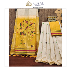 Oferta Increíble en la Ropa India Más Vendida: Saree de Algodón Muga Suave de Primera Calidad con Color Clásico y Bordado Completo en Resham - Product Image 4