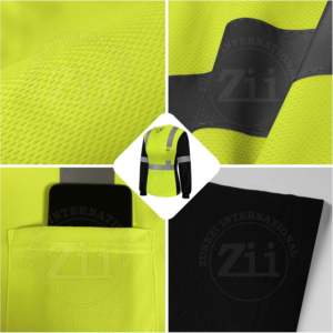 ZUNEZI INTERNATIONAL Ropa de Trabajo de Seguridad EN ISO 20471 ANSI Clase 1 Sudadera con Capucha de Alta Visibilidad con Cremallera Completa Reflectante - Product Image 2