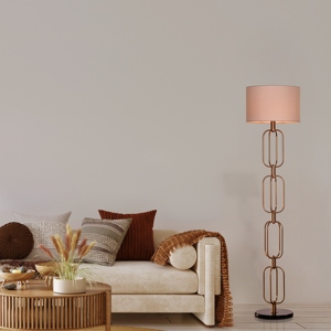 Lámpara de pie moderna de mármol dorado con cadena, luz de pie de lujo con pantalla de tambor, elegante lámpara de pilar, interior minimalista - Product Image 3