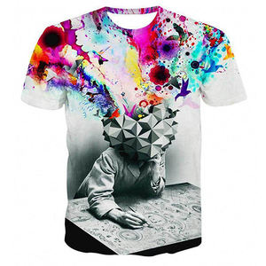 เสื้อยืดผู้ชายลายกาแล็กซี่ แบบซับลิเมชั่น แขนสั้น น้ำหนักเบา ระบายอากาศได้ดี ผ้าฝ้าย 100% ชุดกีฬา รับสั่งทำตามแบบ OEM ODM - Product Image 1