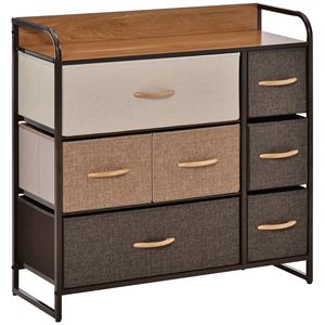 Cassettiera a 7 cassetti con 3 ripiani, organizer con struttura in acciaio e legno d'acero per camera da letto o ingresso - Product Image 1