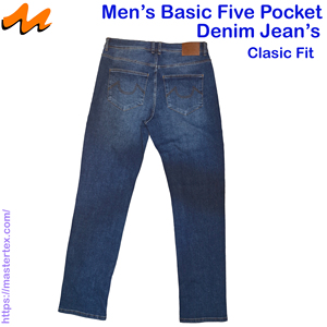 Jean en denim pour homme, coupe droite classique, taille mi-haute, respirant, écologique, cinq poches, teint en pièce, fermeture boutonnée, coton - Product Image 3