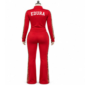 Wholesale Women's Streetwear Velvet Track Suit Rhinestone Logo <b>Velour</b> Long Sleeve Jogger Two-Piece Set-Breathable Eco-Friendly - Product Image 2