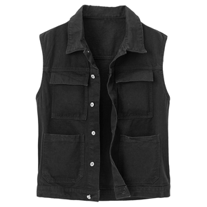 Top Selling Canvas Denim <b>Vest</b> for <b>Men</b> Autumn Casual Custom Logo High Quality <b>Fashionable</b> Sleeveless Jacket Japan Style V-neck - Product Image 1