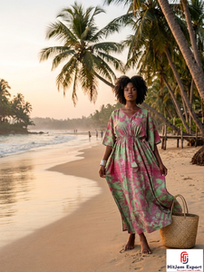 Printed <b>Kaftan</b> Dress for Women Loose Comfortable <b>Beach</b> Wear Stylish Lightweight Fabric Bulk Order Manufacturer - Product Image 5