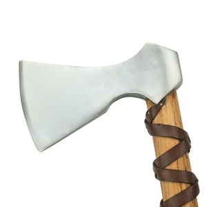 Wood Handle Splitting Axe With Forged Steel Head <b>Leather</b> Wrapped Grip For Firewood Chopping - Product Image 2