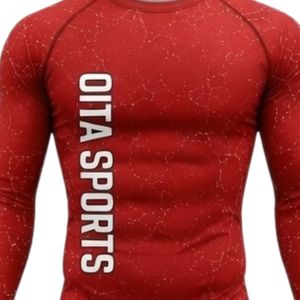 <b>Red</b> Long Sleeve Compression <b>Shirt</b> Athletic Training Gym Workout Breathable Quick Dry Performance Sportswear Custom Activewear - Product Image 6