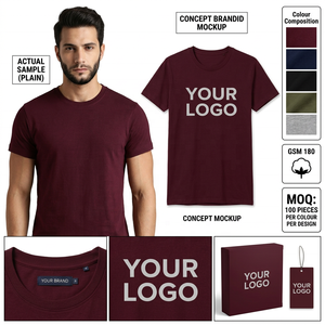 T-shirt en coton et polyester pour homme, 180 GSM, jersey, col rond, impression sérigraphique personnalisée, marque privée - Product Image 3