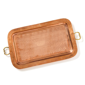 Handmade Copper Hammered Food Serving <b>Tray</b> Rectangular Shape For Home Kitchenware Tabletop <b>Snacks</b> & Drinks Serving <b>Trays</b> - Product Image 1