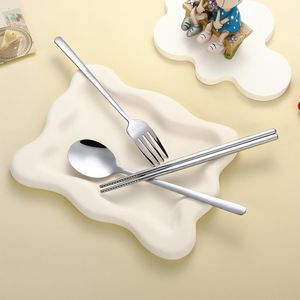 Juego de Cubiertos Portátiles para Camping, Caja de Almuerzo Plateada, Acero Inoxidable 18/8, Utensilios Reutilizables, Estuche de Viaje para Cubiertos, Vajilla - Product Image 2