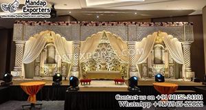 Escenario de Boda de Lujo Estilo Bollywood, Personalizable, de Fibra Blanca Tallada, Elegante Escenario Abierto Jodha Akbar, EE. UU. - Product Image 6