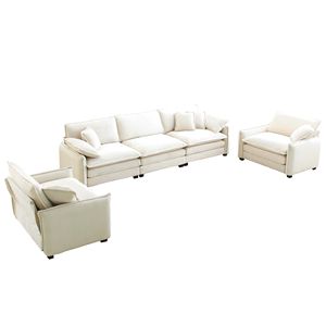 Conjunto de Sofá de 3 Plazas Estilo Cine en Casa con Cojines Suaves y Almohadas, Conjunto de Sala de Estar Cálido y Acogedor Compuesto por Dos Sillones Individuales - Product Image 5