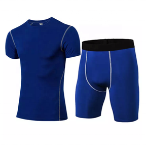 Conjunto de Compresión de Manga Corta Unisex Personalizado, Camiseta y Pantalones Cortos de Compresión de Secado Rápido, Transpirables, que Absorben la Humedad, para Gimnasio, 100% Poliéster - Product Image 4