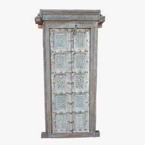 Puerta de Madera con Marco Hecha a Mano en Shekhawati, Artesanía Haswani, Puerta Principal Tradicional Hecha a Mano - Product Image 1