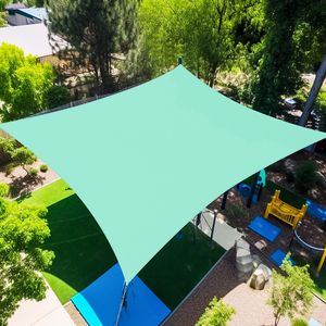 Voile d'ombrage triangulaire carrée en HDPE turquoise 12FT x 16FT, grande, anti-UV, en polyester et PVC, pour l'ombrage des jardins en été - Product Image 1