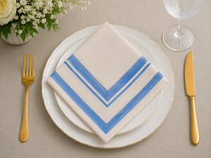 Chevron Border <b>Linen</b> <b>Cloth</b> Napkins Square Dinner Napkins Reusable <b>Table</b> <b>Linen</b> for Wedding Party Dining - Product Image 5