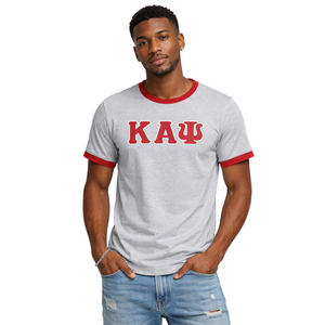 Camiseta Gris de 3 Letras Kappa Alpha Psi con Ribete en Contraste Clásico, Prenda de Fraternidad Griega con Comodidad Premium y Ajuste Elegante - Product Image 1