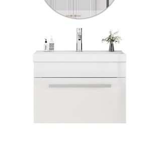 24-Inch Wall Mount <b>Bathroom</b> <b>Vanity</b> with 1 Large Drawer Unique Metal Factory Handle Soft Close System Sink Combo-Factory Direct - Product Image 6