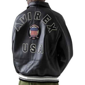 เสื้อแจ็คเก็ตบอมเบอร์หนัง Avirex USA พร้อมแพทช์ All Americans ขนาดสั่งทำพิเศษ - Product Image 4