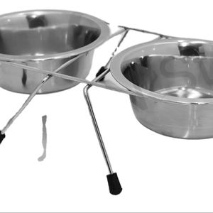 ชุดชามอาหารสุนัขแบบหนาพร้อมขาตั้งชุดชามให้อาหารสัตว์เลี้ยง2ชิ้นทำจากสเตนเลสสตีลออกแบบโลโก้ได้ตามต้องการ - Product Image 1