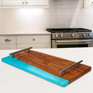 Plateau de service moderne en bois et résine, fait main, décoratif, pour la cuisine - Product Image 5