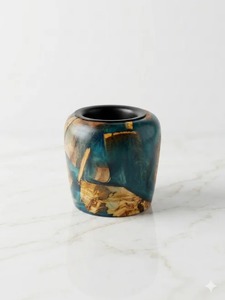 Brûleur à Bakhoor Mubkhar de Luxe en Bois d'Acacia Arabe et Résine Époxy, Support d'Encens Oud Premium pour la Maison Arabe - Product Image 6