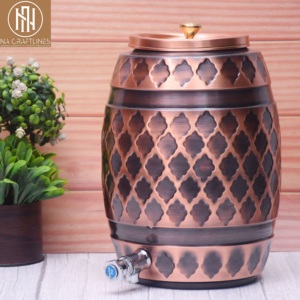 Distributeur d'eau en cuivre en gros |   Distributeur de boissons en cuivre martelé avec robinet |   Vaisselle de cuisine pour la maison - Product Image 4