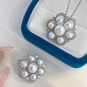 Ensemble de bijoux de mode de haute qualité, collier à double boucle avec perles d'eau douce de 5,5 à 6 mm, perles à double rangée presque propres - Product Image 1
