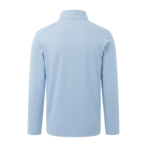 Sudadera barata de forro polar para hombre con cremallera de un cuarto, color liso, corte regular, informal, para invierno, con logo bordado frontal, de mezcla de algodón básica. - Product Image 2