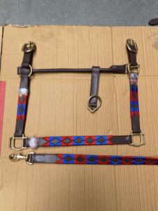 Cabestro de Polo Premium NIDA de Cuero de Búfalo Indio Marrón y Negro, Estilo Europeo, Duradero, con Herrajes de Latón Macizo y Cosido a Mano para Caballos - Product Image 5