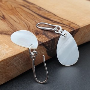 Oval Seashell <b>Earrings</b> Polished Natural Craft Jewelry White Shell Drop <b>Earrings</b> - Product Image 4