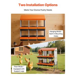 Nidi per Galline in Plastica ad Alta Resistenza e Acciaio Zincato, 6 Scomparti, Facile Raccolta delle Uova, Attrezzatura per Allevamento - Product Image 5