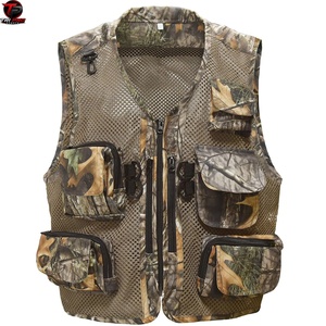 Gilet utilitaire en maille respirante pour homme, col en V, fermeture éclair intégrale, plusieurs poches zippées, pour la chasse, la pêche, la photographie, les voyages - Product Image 1