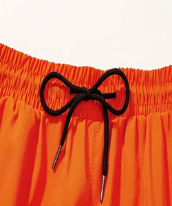 Shorts en nylon imprimé orange pour homme, taille élastique, respirant, décontracté, en tissu tissé, taille mi-haute, Bermuda ROYALITE INDUSTRY - Product Image 3