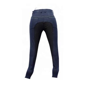 Femmes taille haute respirant Denim vêtements équestres culotte de genou à siège complet pour pantalon d'équitation - Product Image 4
