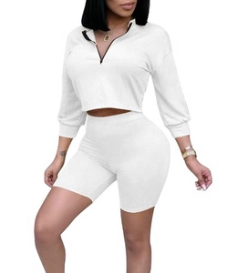 New Arrivals Woman Top Fashionable 2022 Spring Women s Clothing <b>Booty</b> Shorts 100% Polyester Fabric Polo Collar Zipper Tops - Product Image 1