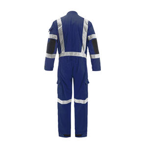 Combinaison de travail ignifuge pour homme, noire avec bandes réfléchissantes jaunes, en polyester, vêtement de sécurité - Product Image 3