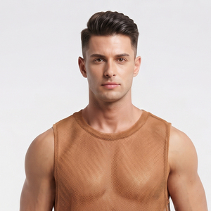 Débardeur en maille transparente pour hommes – Collection été tendance – Gilet en maille ultra-fine pour hommes – Vente en gros - Product Image 3