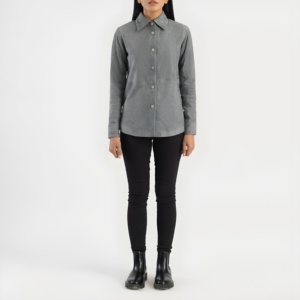 Chaqueta de Mujer de Cuero Genuino Gris de Alta Calidad, Estilo Biker, Venta al Por Mayor, Logotipo Personalizado OEM, Cierre de Botones, Abrigo Moderno 2026 - Product Image 3