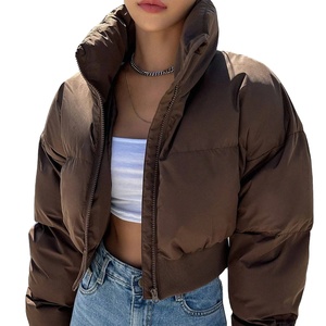 Puffer Jacket Crop Top Embroidered for <b>Women</b> Cold <b>Weather</b> Jacket With Full Customization on Trending - Product Image 1